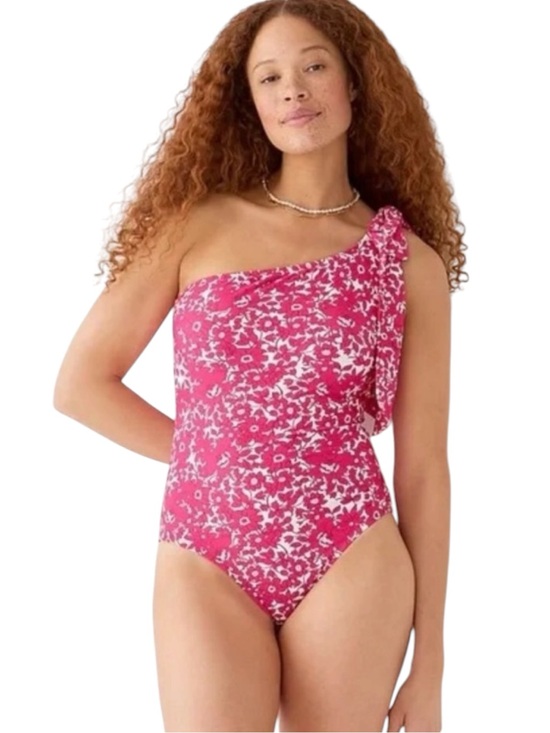J. Crew Other - J. CREW Bow One-Shoulder Floral One-Peice Swimsuit in Bushing Meadow Size 16